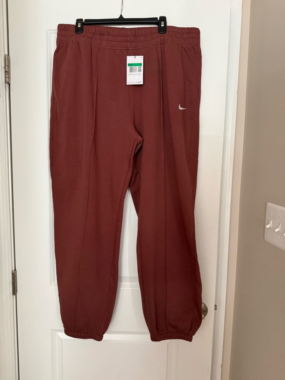 Nike Rust/Brown Track Joggers with White Swoosh